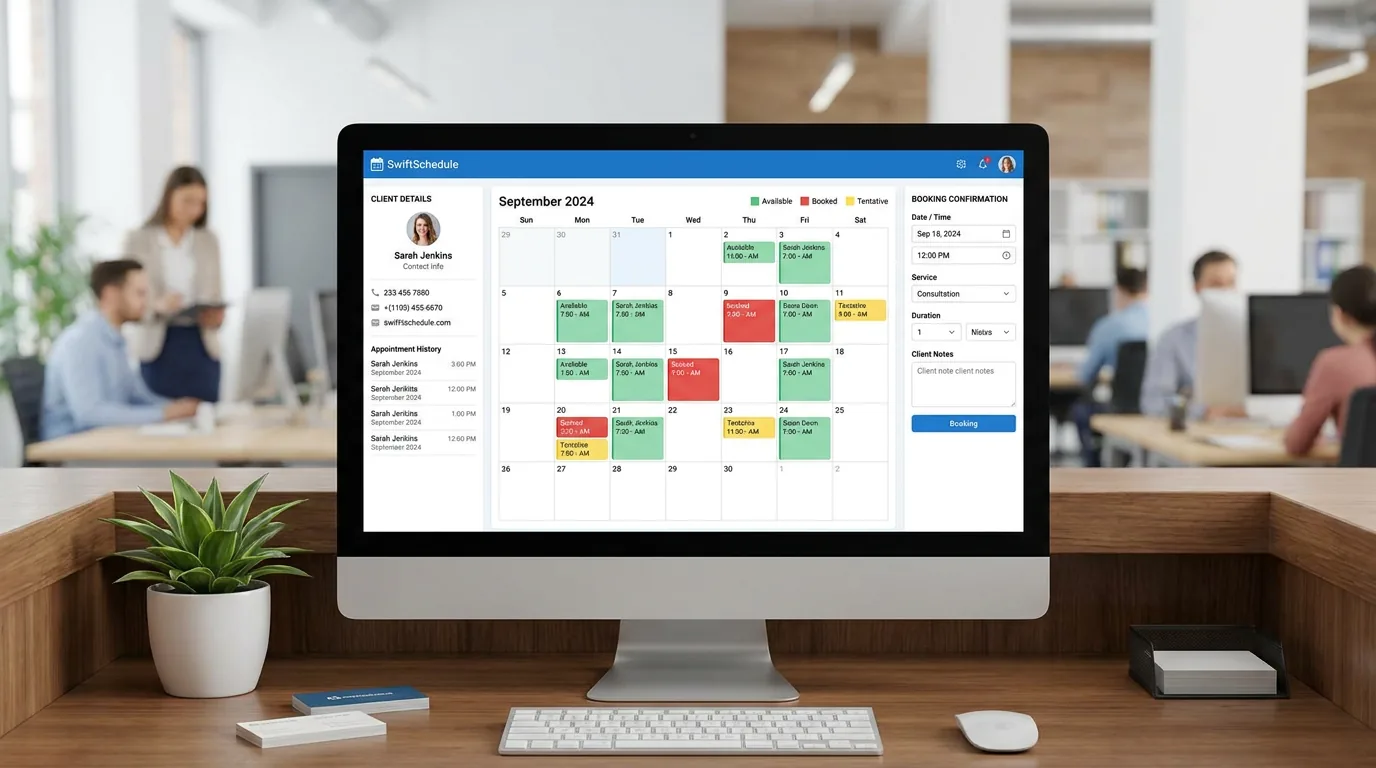 Online booking and scheduling system with calendar view