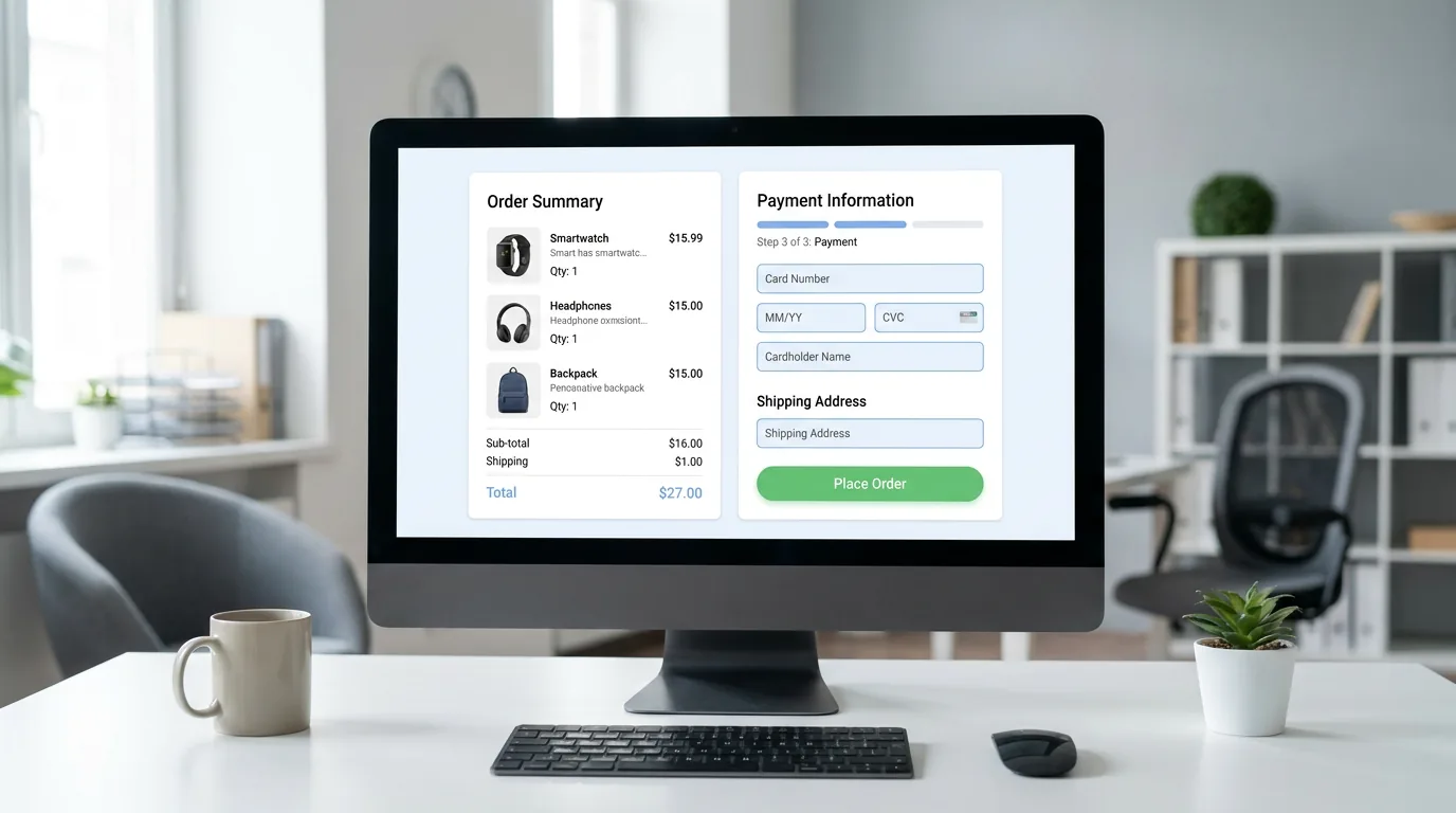 Streamlined e-commerce checkout page with order summary