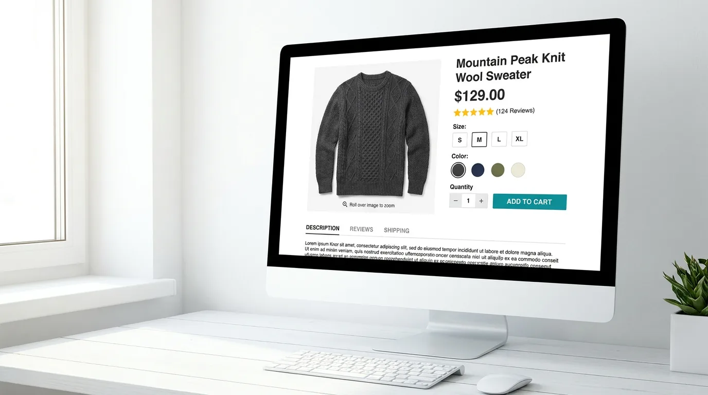 Product detail page with image gallery and purchase options