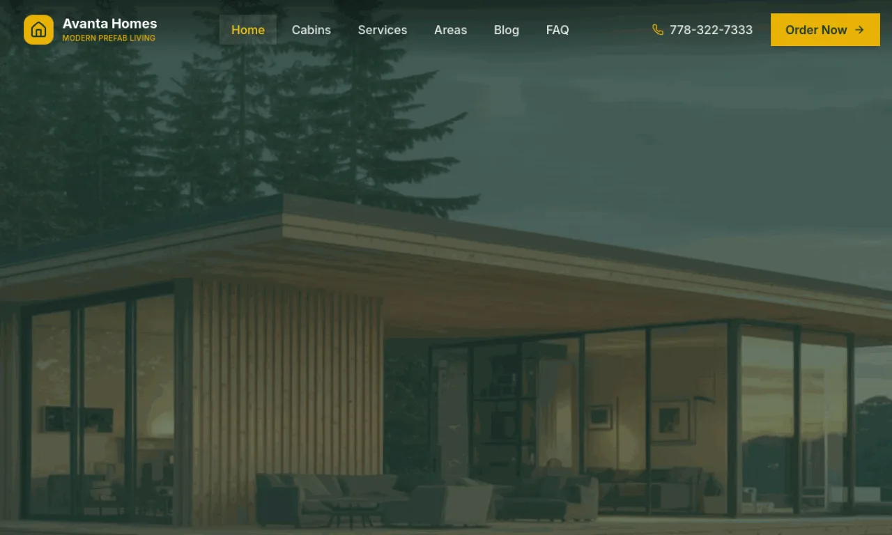 Avanta Homes website built by SeonixAI