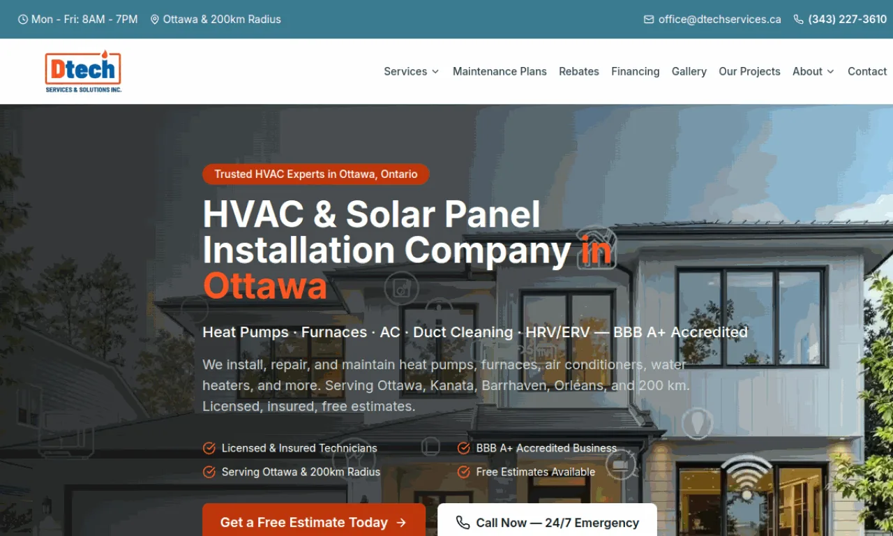 DTech Services website built by SeonixAI