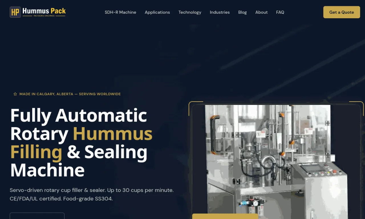 Hummus Pack website built by SeonixAI