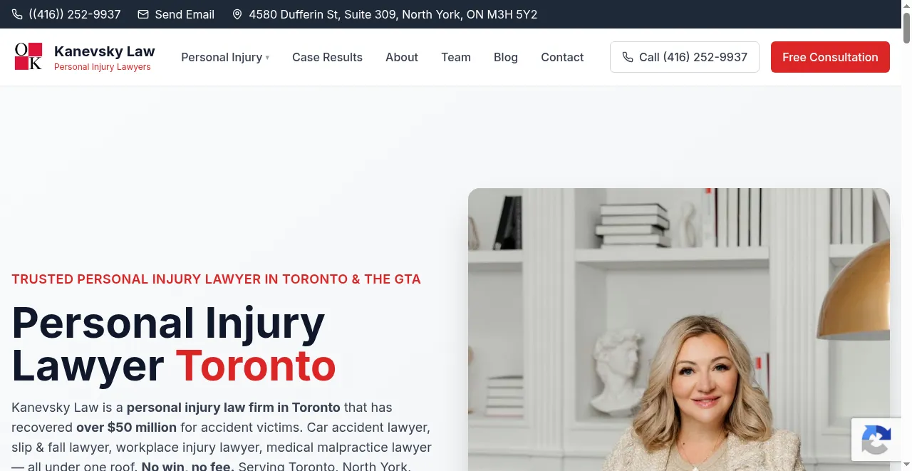 Kanevsky Law website built by SeonixAI