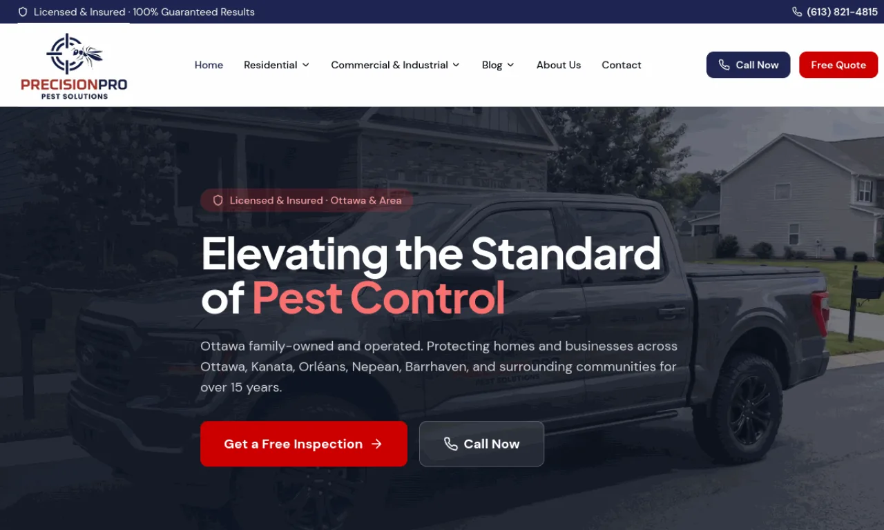 Precision Pro Pest website built by SeonixAI