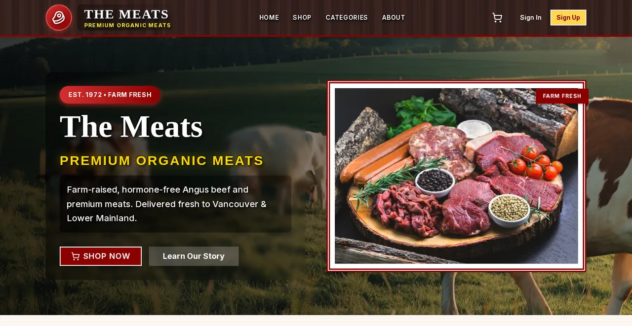 The Meats website built by SeonixAI